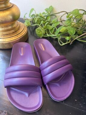 Beatrice Valenzuela Purple Triple-Band Slide Sandals